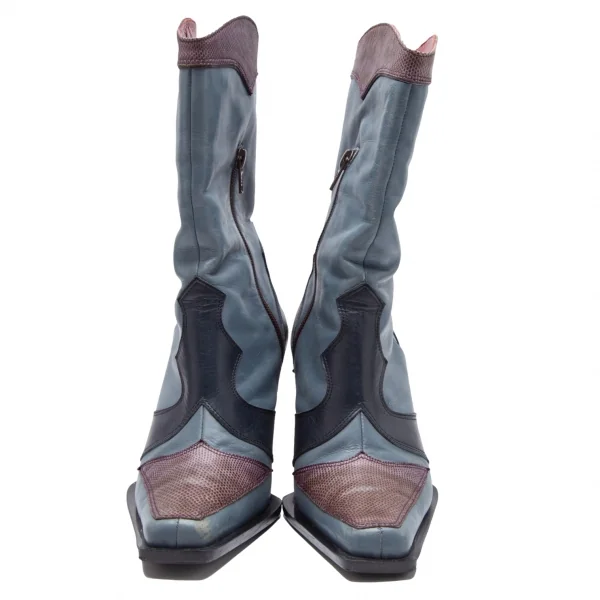 ジャンポールゴルチエJean Paul GAULTIER 切替レザーウエスタンヒールブーツ 水色M(23.5位) K-110796_004
