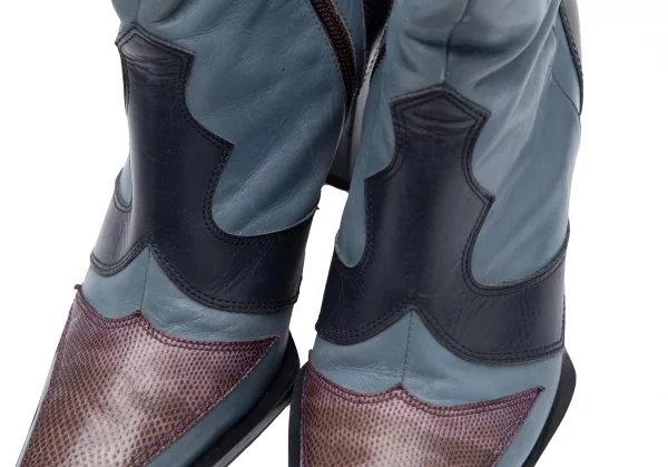 ジャンポールゴルチエJean Paul GAULTIER 切替レザーウエスタンヒールブーツ 水色M(23.5位) K-110796_006