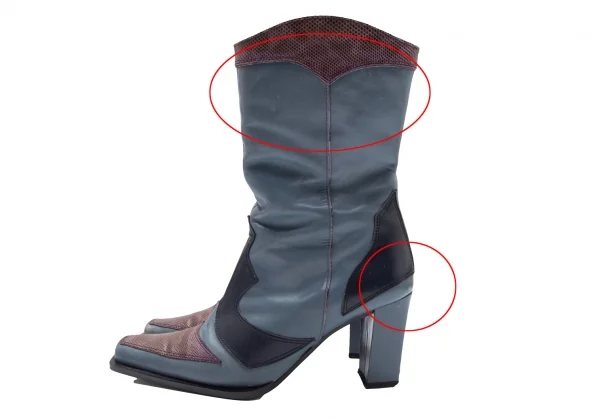 ジャンポールゴルチエJean Paul GAULTIER 切替レザーウエスタンヒールブーツ 水色M(23.5位) K-110796_007