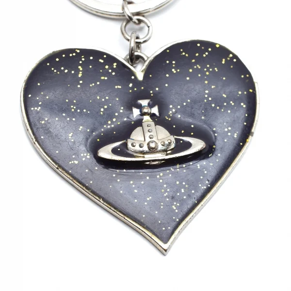 ヴィヴィアンウエストウッドVivienne Westwood ラメハートオーブチャームキーリング 紺 K-110804_002