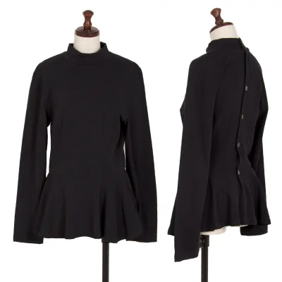 トリココムデギャルソンtricot COMME des GARCONS コットンウール裾フレア切替バックボタンプルオーバーブラウス