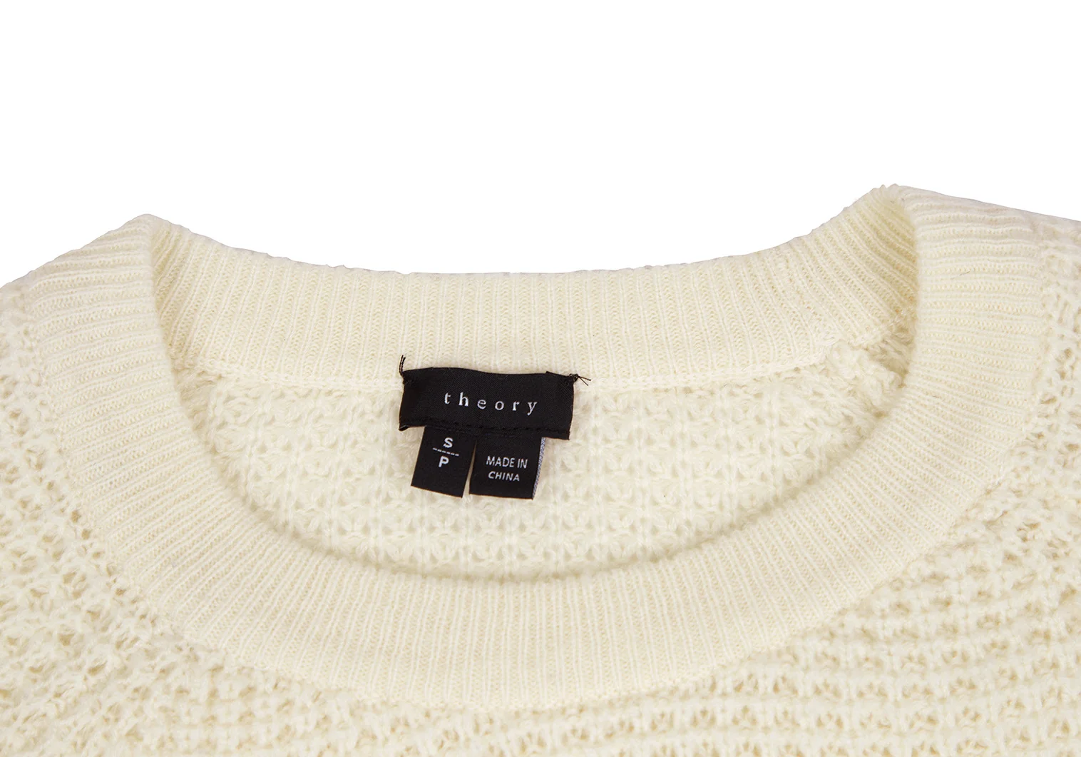 theory　セオリー　長袖ニット　セーター　ホワイト　S　絹　カシミヤ混　S セオリーTheory カシミヤワッフルニットセーター クリームS | DC