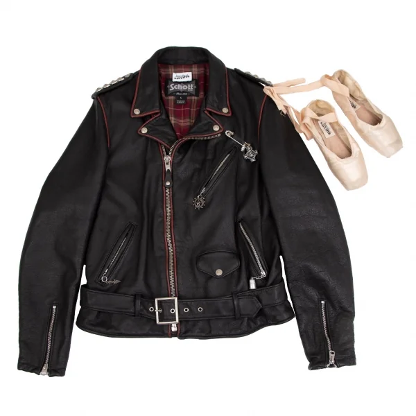 ジャンポールゴルチエJean Paul GAULTIER × ショットSchott アトリエカスタムライダースジャケット 黒L K-110855_001