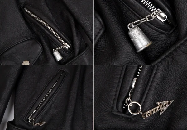 ジャンポールゴルチエJean Paul GAULTIER × ショットSchott アトリエカスタムライダースジャケット 黒L K-110855_014