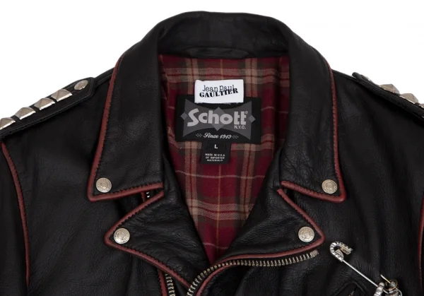 ジャンポールゴルチエJean Paul GAULTIER × ショットSchott アトリエカスタムライダースジャケット 黒L K-110855_003