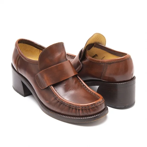 パトリックコックスPATRICK COX レザーヒールローファー 茶37（23.5位） K-110862_001