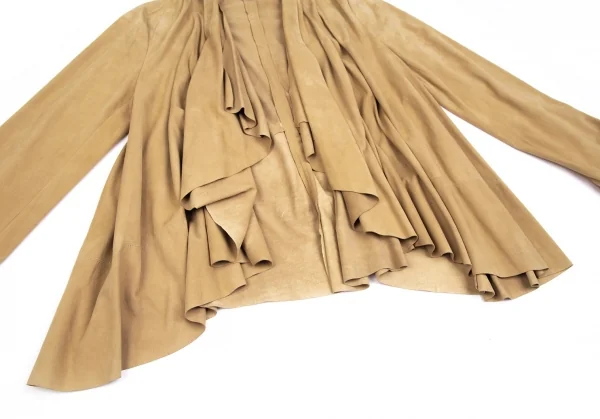 ラルフローレンRalph Lauren シープスウェードドレープデザインジャケット ベージュ6 K-110867_007