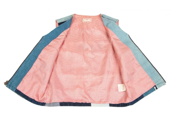 ピンクハウスPINK HOUSE デニムパッチワークジップアップベスト インディゴ濃淡M位 K-110872_011