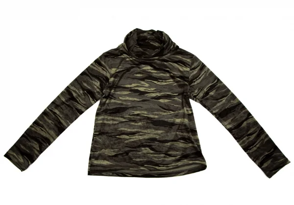 レキップ ヨシエイナバL'EQUIPE YOSHIE INABA カモフラプリントベロアハイネックカットソー 緑黒M位 K-110875_002