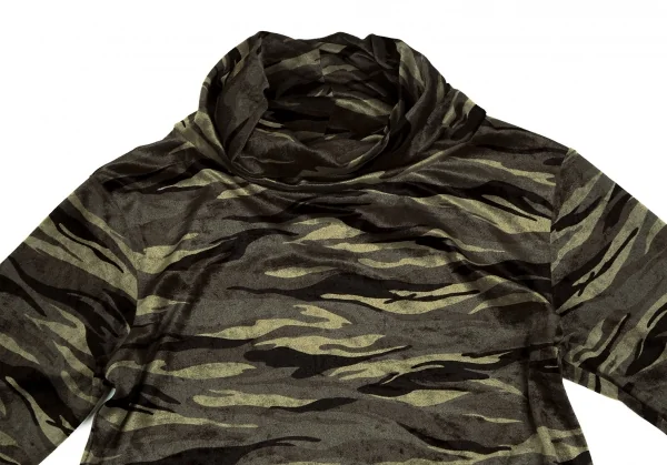 レキップ ヨシエイナバL'EQUIPE YOSHIE INABA カモフラプリントベロアハイネックカットソー 緑黒M位 K-110875_003