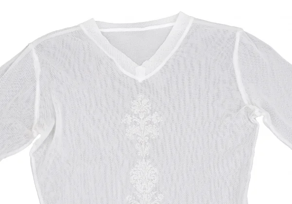 レキップ ヨシエイナバL'EQUIPE YOSHIE INABA ダマスクプリントパワーネットVネックカットソー 白M位 K-110876_003