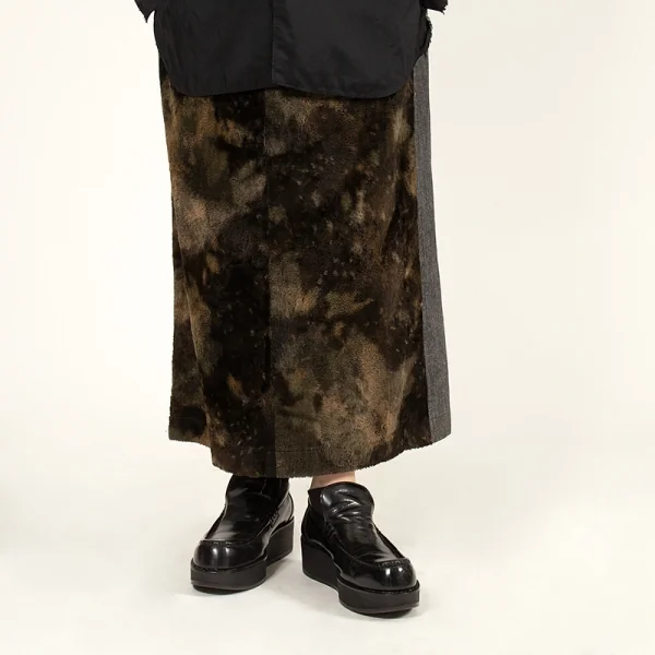 トリココムデギャルソンtricot COMME des GARCONS フロントブリーチファー切替デニムスカート 茶グレーS K-110906_017