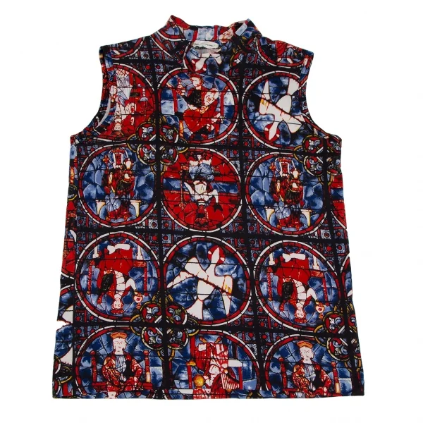 コムデギャルソンCOMME des GARCONS ステンドグラスプリントノースリーブ 青赤黒 マルチM位 K-110907_002