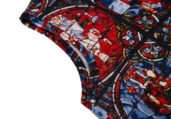 コムデギャルソンCOMME des GARCONS ステンドグラスプリントノースリーブ 青赤黒 マルチM位 K-110907_006
