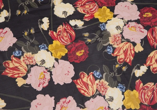 インゲボルグINGEBORG フラワープリントスカーフ 黒マルチ K-110914_002