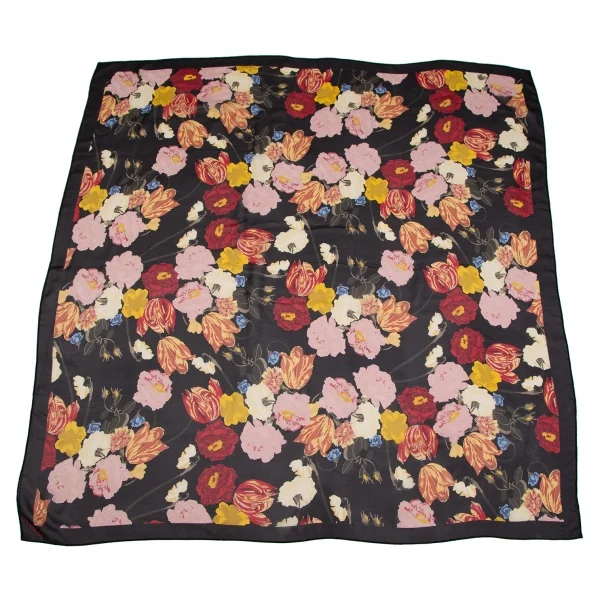 インゲボルグINGEBORG フラワープリントスカーフ 黒マルチ K-110914_003