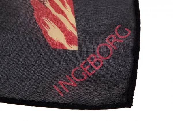 インゲボルグINGEBORG フラワープリントスカーフ 黒マルチ K-110914_006