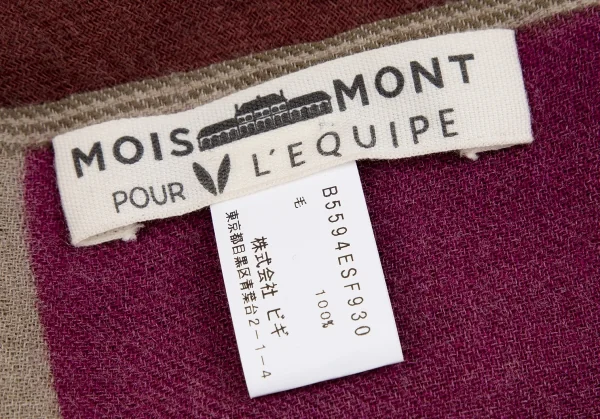 レキップ ヨシエイナバL'EQUIPE YOSHIE INABA モワモンMOIS MONT ウールグラフィックストール 赤茶ベージュ他 K-110916_006