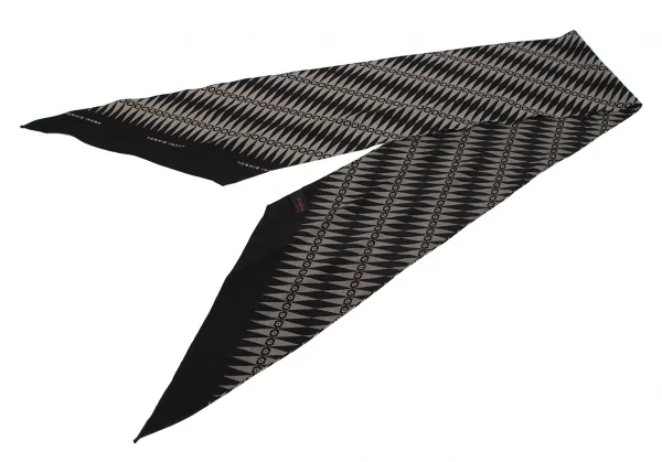 ヨシエイナバyoshie inaba ジオメトリックプリントスカーフ 黒ベージュ K-110917_002