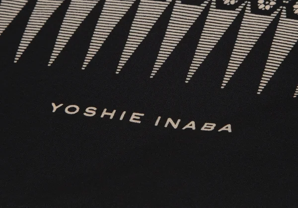 ヨシエイナバyoshie inaba ジオメトリックプリントスカーフ 黒ベージュ K-110917_003