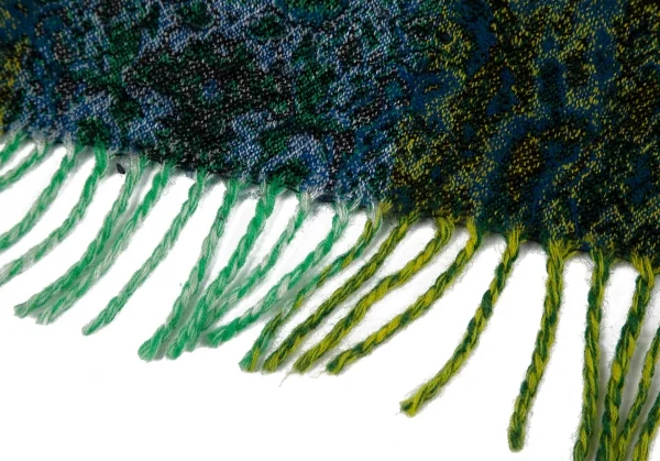 ケンゾーKENZO ジャガードフリンジストール 青黄他 K-110918_004