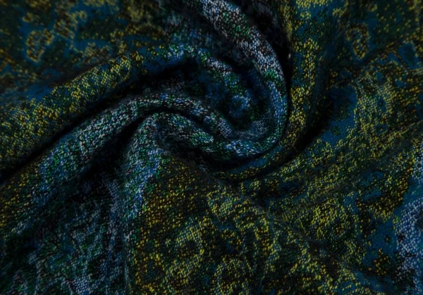 ケンゾーKENZO ジャガードフリンジストール 青黄他 K-110918_005