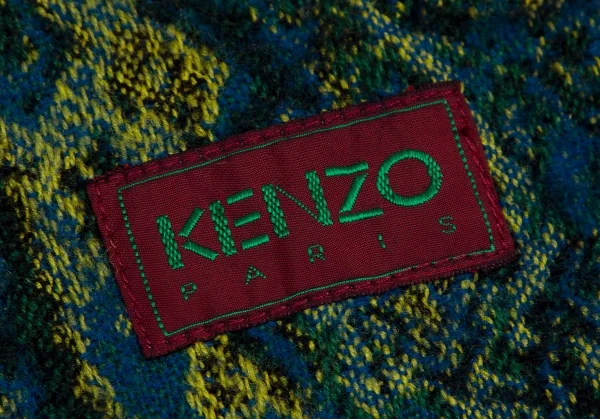 ケンゾーKENZO ジャガードフリンジストール 青黄他 K-110918_006
