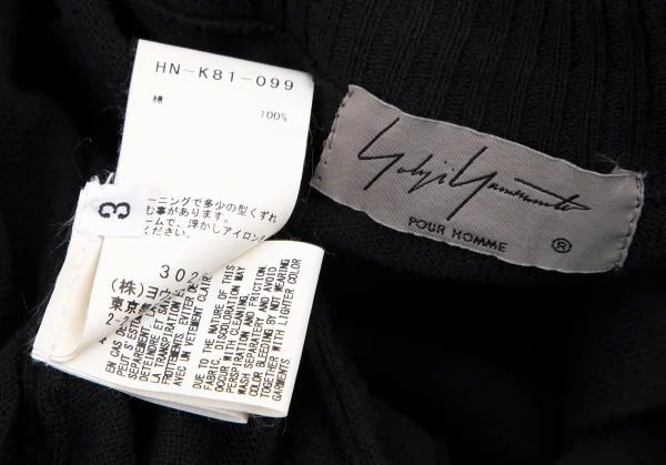 ヨウジヤマモト プールオムYohji Yamamoto POUR HOMME バック女柄ロング丈ニットカーディガン 黒3 K-110941_020