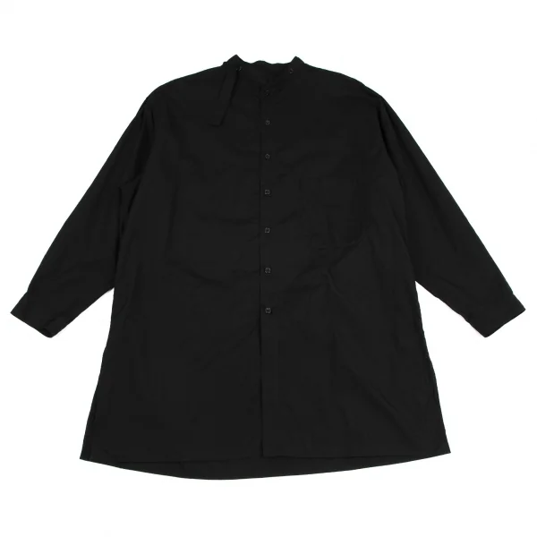 ヨウジヤマモト プールオムYohji Yamamoto POUR HOMME コットンスタンドカラーロングシャツ 黒3 K-110942_001