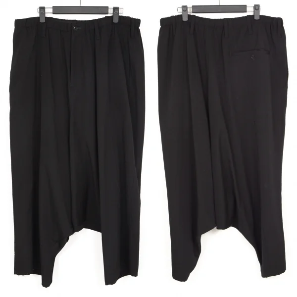 Yohji Yamamoto POUR HOMME Wool Gabardine Dropped Crotch Pants Black 5 K-110945_001