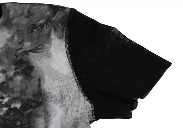 ジャンポールゴルチエ オムJean Paul GAULTIER HOMME フラワープリントパワーネットハイネックTシャツ グレー黒48 K-110957_004