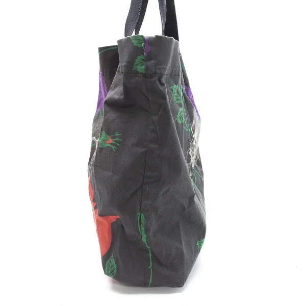 ブラックスキャンダル ヨウジヤマモトBLACK Scandal Yohji Yamamoto スカルローズプリントトートバッグ 墨黒 K-110960_006