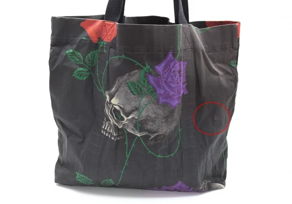 ブラックスキャンダル ヨウジヤマモトBLACK Scandal Yohji Yamamoto スカルローズプリントトートバッグ 墨黒 K-110960_007
