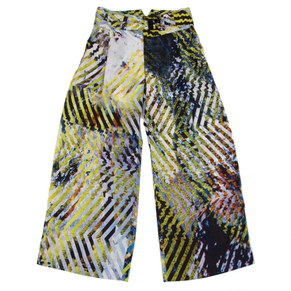 イッセイミヤケISSEY MIYAKE ライングラフィックプリントベルトパンツ マルチ1 K-110965_001