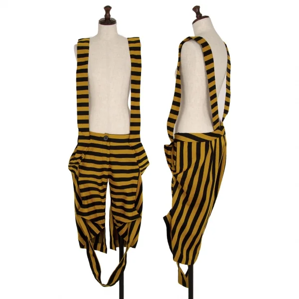 ベルンハルトウィルヘルムBernhard Willhelm ストライプストラップクロップドパンツ オレンジ黒M位 K-110974_001