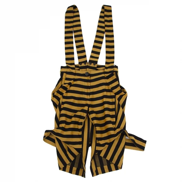 ベルンハルトウィルヘルムBernhard Willhelm ストライプストラップクロップドパンツ オレンジ黒M位 K-110974_002