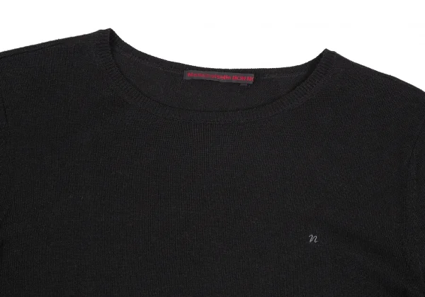 マドモアゼルノンノンMademoiselle NON NON ワンポイント刺繍袖ボタンニット 黒38M K-110981_003