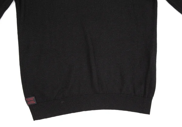 マドモアゼルノンノンMademoiselle NON NON ワンポイント刺繍袖ボタンニット 黒38M K-110981_007