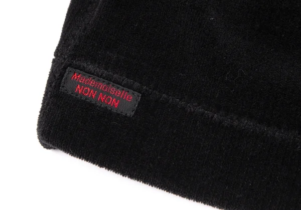 マドモアゼルノンノンMademoiselle NON NON ワンポイント刺繍ベロアトラックジャケット 黒38M K-110983_010