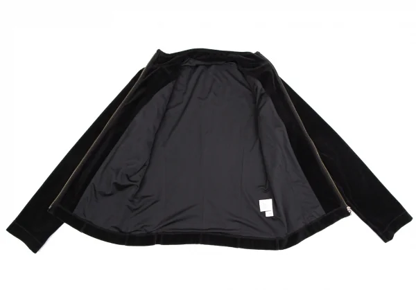 マドモアゼルノンノンMademoiselle NON NON ワンポイント刺繍ベロアトラックジャケット 黒38M K-110983_011