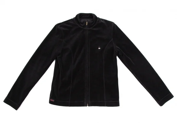 マドモアゼルノンノンMademoiselle NON NON ワンポイント刺繍ベロアトラックジャケット 黒38M K-110983_002