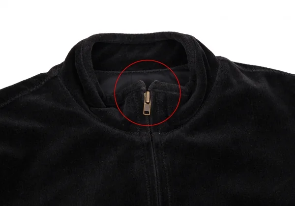 マドモアゼルノンノンMademoiselle NON NON ワンポイント刺繍ベロアトラックジャケット 黒38M K-110983_003
