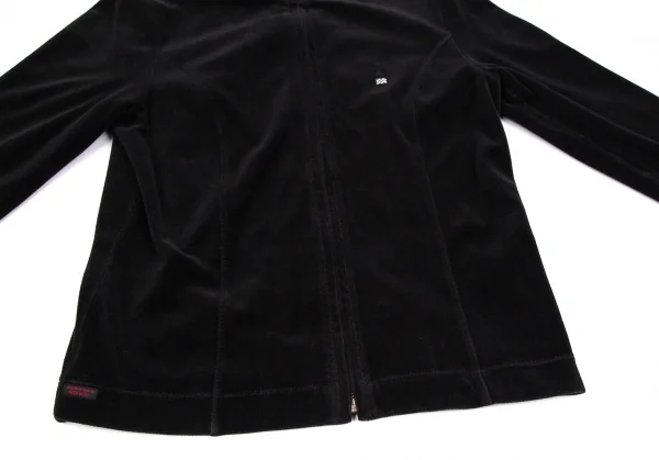 マドモアゼルノンノンMademoiselle NON NON ワンポイント刺繍ベロアトラックジャケット 黒38M K-110983_009