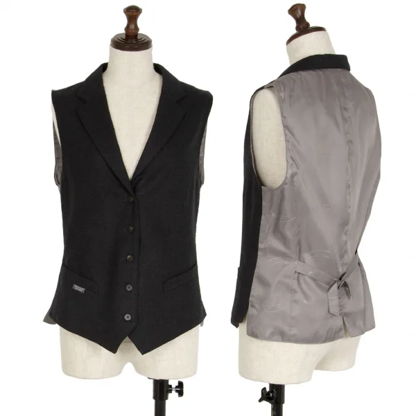 マドモアゼルノンノンMademoiselle NON NON ウールノッチドラペルジレベスト チャコールM位 K-110988_001