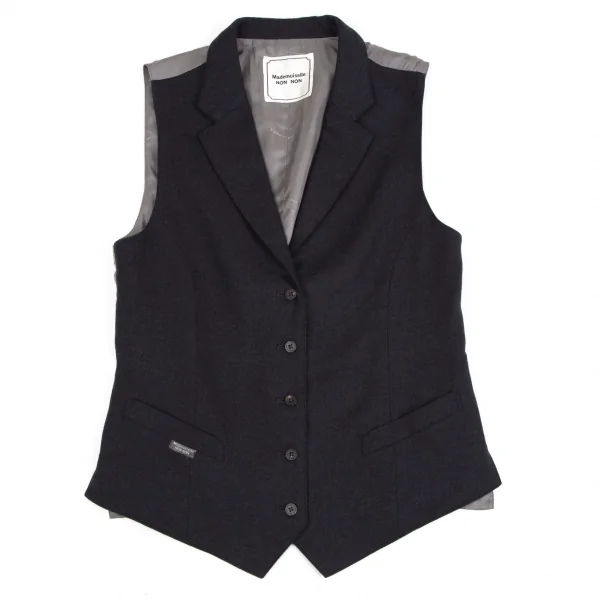 マドモアゼルノンノンMademoiselle NON NON ウールノッチドラペルジレベスト チャコールM位 K-110988_002