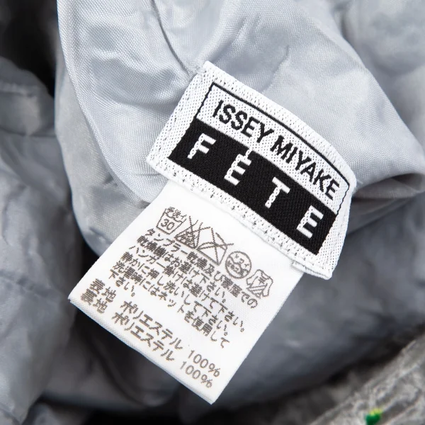 イッセイミヤケ フェットISSEY MIYAKE FETE 超音波カッティングストール付き総柄シワプリーツジャケット グレー黄緑2 K-110992_018