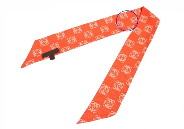 ロエべLOEWE シルク総柄細スカーフ 赤 K-110999_002