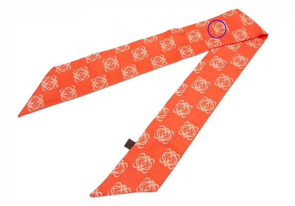 ロエべLOEWE シルク総柄細スカーフ 赤 K-110999_005