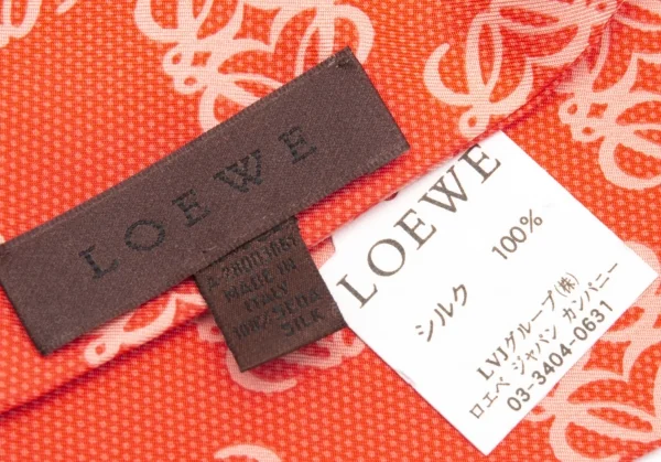 ロエべLOEWE シルク総柄細スカーフ 赤 K-110999_007