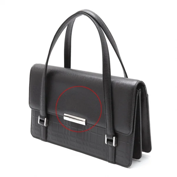 バーバリーロンドンBURBERRY LONDON 格子型押しレザーハンドバッグ 黒 K-111001_002